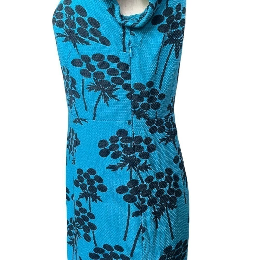 Boden Notch Neck Midi Length Waffle Floral Shift Dress Size 4 Blue Teacher Prep - Picture 4 of 8